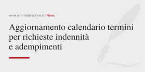 Amministrazione Srl Aggiornamento calendario termini per richieste indennità e adempimenti