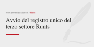 Amministrazione Srl Avvio del registro unico del terzo settore Runts