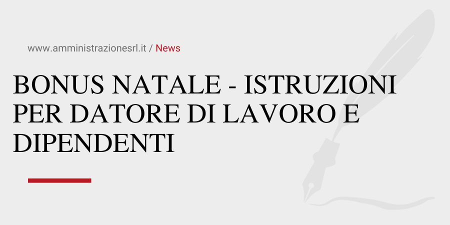 Studio BMGR Crema - BONUS NATALE - ISTRUZIONI PER DATORE DI LAVORO E DIPENDENTI